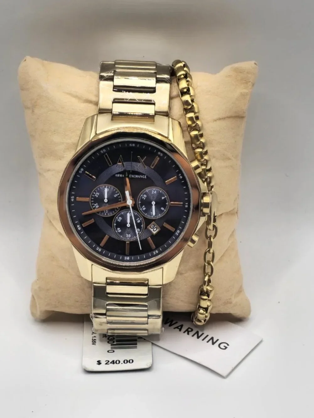Armani Exchange Men's Gold-Tone Chronograph Watch & Bracelet Set AX7151SET